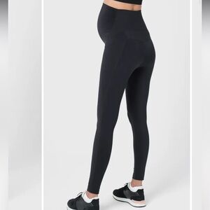 Seraphine Active Maternity Black Belly & Back Support Leggings Size Medium Used